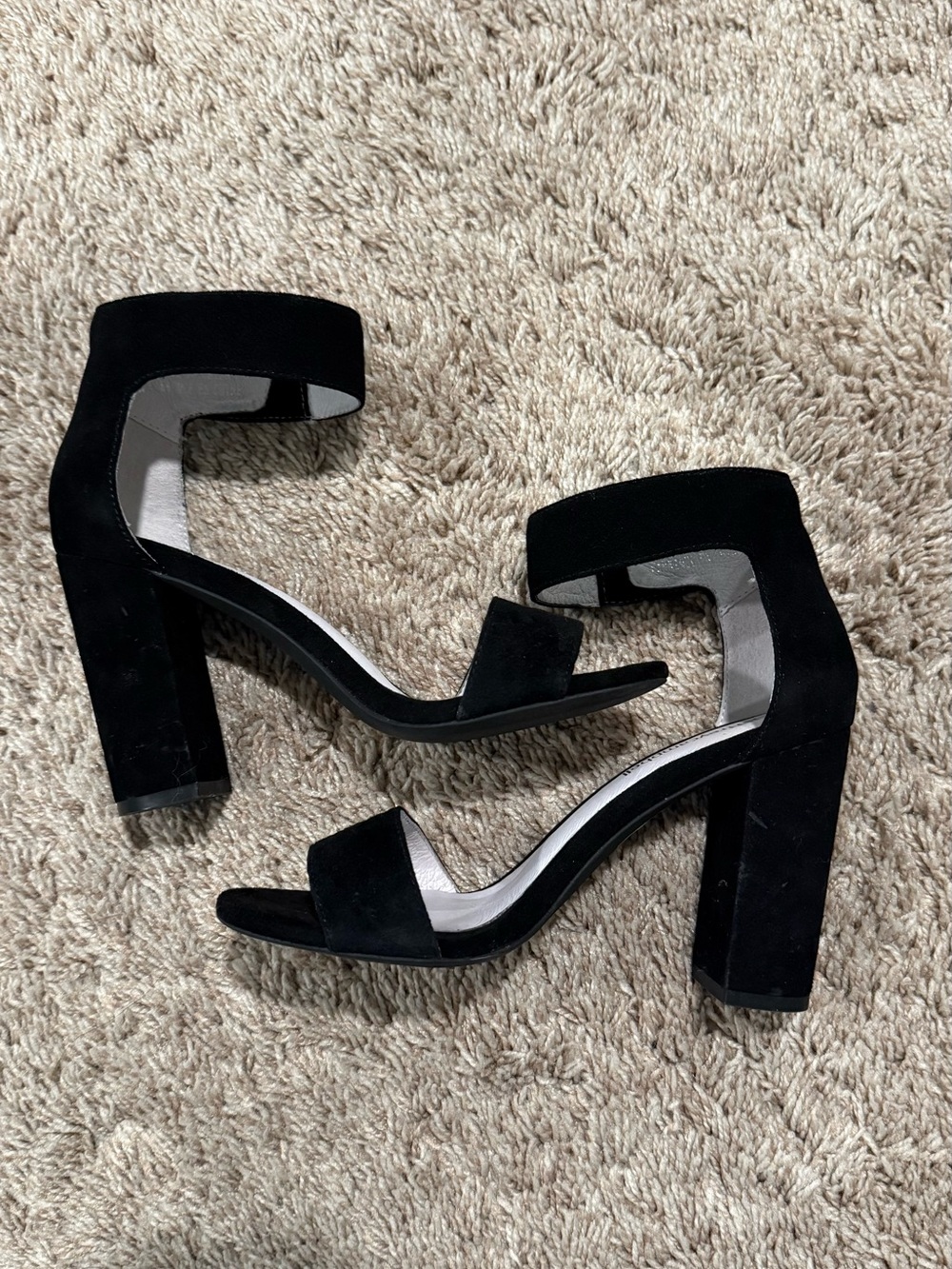 Jeffrey Campbell Black Suede Block Heel Sandals with Velcro strap